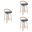 Sonia Swivel Counter Height Bar Stool Set of 3 In Blue and Patterned Oak