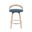 Sonia Swivel Counter Height Barstool with Upholstered Seat and Wood Finish In Blue and Oak