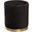 Sorbet Round Accent Ottoman in Black Velvet with Gold Metal Band Accent