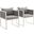Stance White and Gray Dining Arm Chair Outdoor Patio Aluminum Set of 2