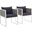 Stance White Navy Dining Arm Chair Outdoor Patio Aluminum Set of 2