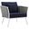 Stance White Navy Outdoor Patio Aluminum Arm Chair