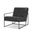 Stratton Accent Chair In Genuine Aged Black Leather Upholstered with Gunmetal