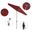 Sun Master 7.5' Patio Umbrella with Aluminum Pole Fiberglass Ribs Collar Tilt Crank Lift with Olefin Fabric In Red and Hammertone Grey