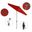 Sun Master 7.5' Patio Umbrella with Aluminum Pole Fiberglass Ribs Collar Tilt Crank Lift with Sunbrella Fabric In Jockey Red and Hammertone Grey