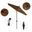 Sun Master 7.5' Patio Umbrella with Aluminum Pole Fiberglass Ribs Collar Tilt Crank Lift with Sunbrella Fabric In Teak and Matte Black