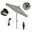 Sun Master 9' Patio Umbrella with Aluminum Pole Fiberglass Ribs Collar Tilt Crank Lift with Sunbrella Fabric In Cabana Classic and Matte Black