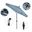 Sun Master 9' Patio Umbrella with Aluminum Pole Fiberglass Ribs Collar Tilt Crank Lift with Sunbrella Fabric In Cabana Regatta and Matte Black