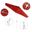 Sun Master 9' Patio Umbrella with Aluminum Pole Fiberglass Ribs Collar Tilt Crank Lift with Sunbrella Fabric In Jockey Red and Matte White