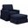 Sunset Trading Americana Box Cushion Slipcovered Chair And Ottoman Set Stain Resistant Performance Fabric Navy Blue