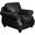 Sunset Trading Charleston 42 Inch Wide Top Grain Leather Armchair Black Rolled Arm Accent Chair With Nailheads