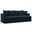 Sunset Trading Newport Slipcovered Recessed Fin Arm 94 Inch Sofa Stain Resistant Performance Fabric 4 Throw Pillows Navy Blue