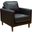 Sunset Trading Prelude 32 Inch Wide Black Top Grain Leather Armchair Mid Century Modern Accent Chair Small Space Living Room Furniture