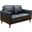 Sunset Trading Prelude 55 Inch Wide Black Top Grain Leather Loveseat Mid Century Modern Small Couch