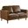 Sunset Trading Prelude 55 Inch Wide Top Grain Leather Loveseat Chestnut Brown Mid Century Modern Small Couch