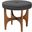 Theo Fabric and Wood Ottoman Footstool In Dark Grey and Walnut Brown