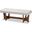 Theo Mid-Century Modern Greyish Beige Fabric Upholstered Walnut Finished Bench