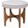 Theo Wood Ottoman Footstool In Beige and Walnut Brown