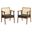 Thera Vegan Leather and Cane Accent Armchairs Set of 2 In Walnut and Black