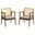 Thera Vegan Leather and Cane Accent Armchairs Set of 2 In Weathered Oak and Stone