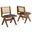 Thera Vegan Leather and Cane Dining Side Chairs Set of 2 In Walnut and Black
