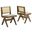 Thera Vegan Leather and Cane Dining Side Chairs Set of 2 In Weathered Oak and Stone