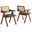 Thera Vegan Leather Cane Dining Armchairs Set of 2 In Walnut and Black