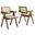 Thera Vegan Leather Cane Dining Armchairs Set of 2 In Weathered Oak and Stone