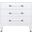 Three Drawer Side Table In Textured White Linen With Antique Brass And Acrylic Hardware