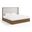 Tiberio Solid Wood and Linen Textured Fabric King Bed In Brown and Cream
