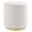 Tilden 16 Inch Sherpa Upholstered Round Ottoman In Ivory and Natural