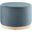 Tilden 23 Inch Performance Velvet Upholstered Large Round Ottoman In Blue and Natural