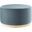 Tilden 29 Inch Performance Velvet Upholstered Large Round Ottoman In Blue and Natural