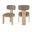 Timbra Linen Textured Fabric Upholstered Dining Chair Set of 2 In Brown and Stained Natural
