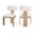 Timbra Linen Textured Fabric Upholstered Dining Chair Set of 2 In Cream and Stained Natural