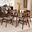 Timothy Mid-Century Modern Transitional Light Grey Fabric Upholstered and Walnut Brown Finished Wood 5-Piece Dining Set