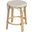 Tobias Rattan Round 18 Inch Stool In White and Tan Dot