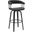 Topanga 26 Inch Swivel Black Wood Counter Stool In Black Faux Leather with Golden Bronze Metal