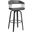 Topanga 26 Inch Swivel Black Wood Counter Stool In Gray Faux Leather with Golden Bronze Metal