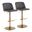 Toriano Leather Adjustable Barstool Set of 2 In Grey and Gold