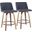 Toriano Mid-Century Modern Counter Stool In Walnut And Blue Fabric Set Of 2