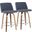Toriano Mid-Century Modern Counter Stool In Walnut/Chrome And Blue Fabric Set Of 2