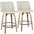 Toriano Mid-Century Modern Counter Stool In Walnut And Cream Fabric - Set Of 2