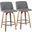 Toriano Mid-Century Modern Counter Stool In Walnut And Grey Fabric - Set Of 2