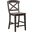 Transitional X-Back 24 Inch Counter Stool In Grey Stone and Black Stone