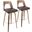 Trilogy Mid-Century Modern Barstool In Walnut And Brown Faux Leather - Set Of 2