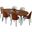 Tule 7-Piece Dining Set in Steel Frame with 71" Oval Dining Table In Walnut and Beige