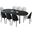 Tule 9-Piece Dining Set in Steel Frame with 83" Oval Dining Table In Black and White