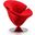 Tulip Swivel Accent Chair in Red and Polished Chrome