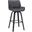 Tyler 30 Inch Bar Height Swivel Gray Faux Leather and Black Wood Barstool